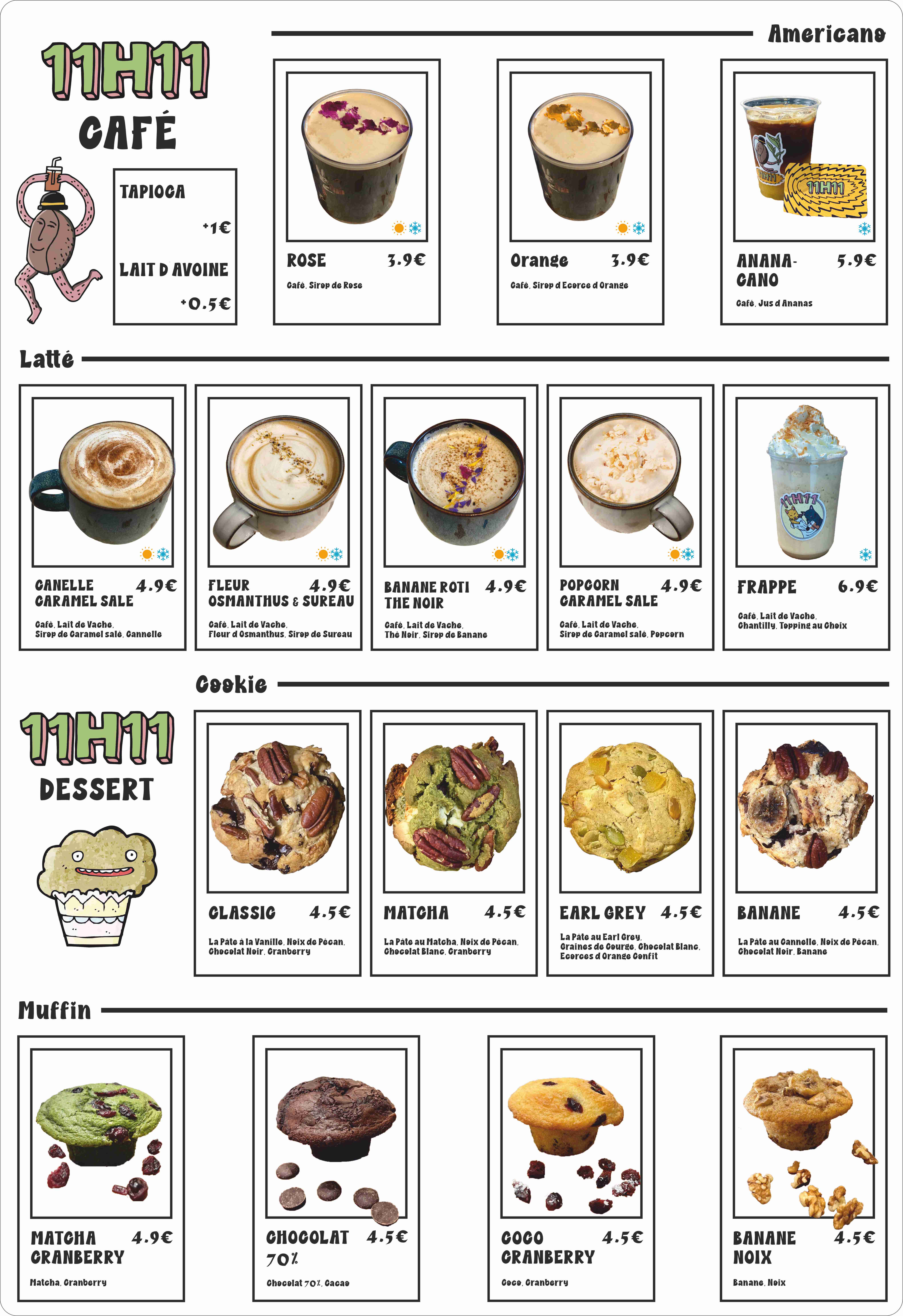 Menu café ,cookie,muffin